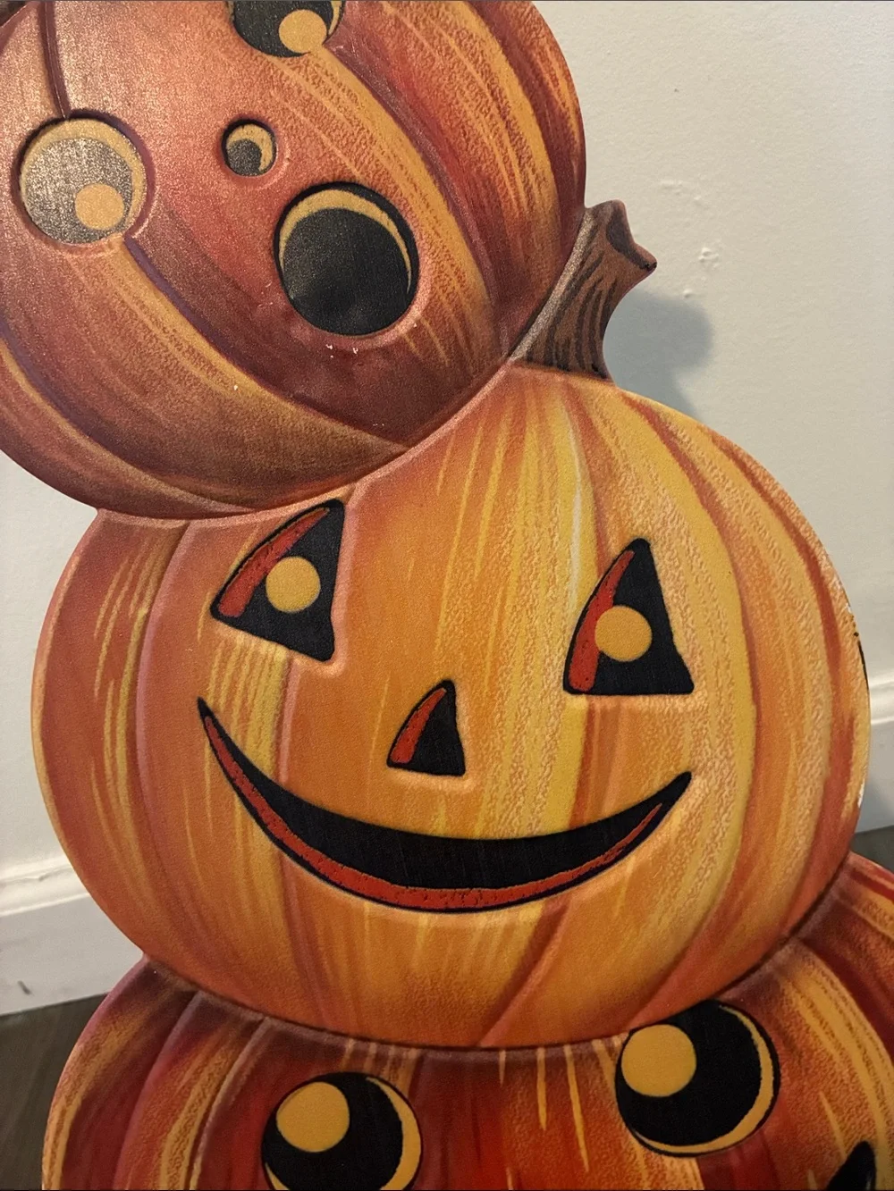 NWT- 23” Halloween Jack-o-lantern Pumpkin Stack Metal Easel Stand Porch Sign